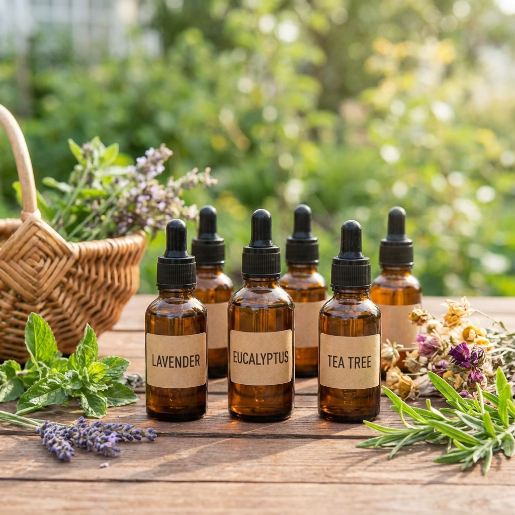 different essential oils lavender tea tree peppermint eucalyptus